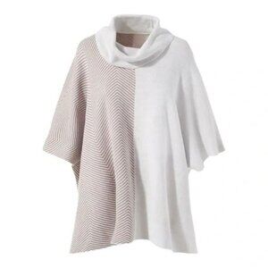 CHICOS Split Chevron Knit Turtleneck Poncho Womens Small Medium